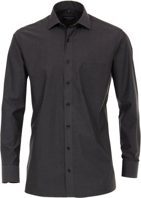 Casa Moda Overhemd Effen Grijs Kent Modern Fit - 42