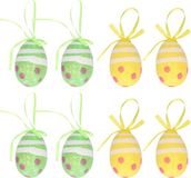 Merkloos / Sans marque Koopman International Decoratie paaseieren hangend - 12x stuks - groen/geel - piepschuim - 6 cm
