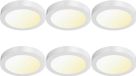 BES LED LED Paneel Slim Opbouw 6 Stuks - Brinton Thin - 24W 2400lm 120° Bundelhoek - Aanpasbare Lichtkleur 3000K-4000K-6500K - IP40 - Rond - Wit - Ø300mm