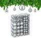 Relaxdays kerstballen set van 138 kunststof zilver Ø 3, 4, 6 cm onbreekbaar