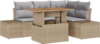 vidaXL Tuinbank - Set - 5 - st - Beige - Poly - rattan