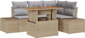 vidaXL Tuinbank - Set - 5 - st - Beige - Poly - rattan