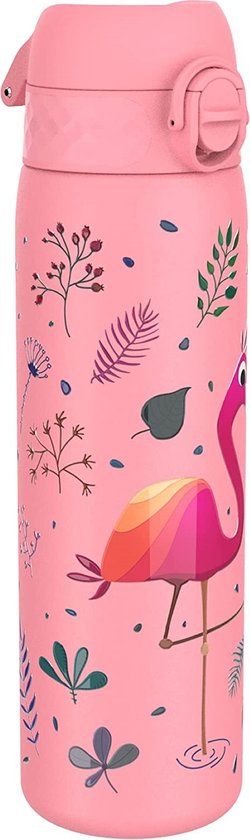 Leak Proof Stainless Steel Slim Drink Bottle - Flamingo - 600 ml - Pink