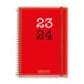 Miquelrius Kalender 23-24, september 2023 tot augustus 2024, 12 mois, taille 11,7 x 17,4 cm, vue journalière, rouge, espagnol-anglais
