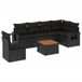 vidaXL 7-delige Loungeset met kussens, polyrattan, zwart