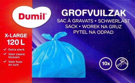 Dumil afvalzak 120 liter - extra stevig blauw plastic - 50 stuks