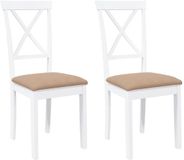 vidaXL Eetkamerstoelen met kussens 2 stuks massief hout rubber wit