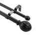 Latios Tringle à rideaux - Double rail 2 - Réglable 92-183 cm - Noir