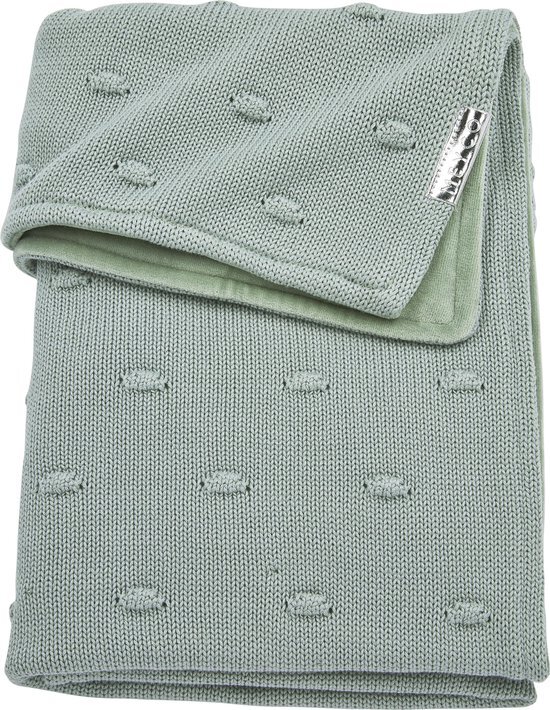 Meyco Silverline Knots Velours wiegdeken - 75x100 cm - stone green groen