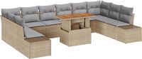 vidaXL Tuinbank Set Beige Poly Rattan 4 Zitplekken