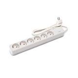 Stekkerdoos met 5 stopcontacten Schuko zonder schakelaar, 1,5 m, 3 G, 1,5 mm², wit, sokkel met 5 stopcontacten