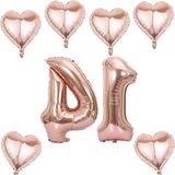 Semsen Lot de 2 ballons aluminium chiffre 14 arc-en-ciel or rose ballon hélium anniversaire décoration de fête