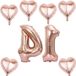 Semsen Lot de 2 ballons aluminium chiffre 14 arc-en-ciel or rose ballon hélium anniversaire décoration de fête