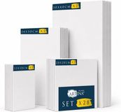 Artina 28-delige set canvaspanelen schilderskarton 3mm, 7x 13x18/20x20/24x30/30x40cm canvaspanelen, 100% katoen, 3x gegrond, 280g/m²