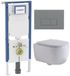 Geberit QeramiQ Dely Swirl Toiletset - 36.3x51.7cm - Geberit UP720 Duofix Sigma inbouwreservoir - slim zitting - bedieningsplaat licht grijs - rechthoekige knoppen - mat wit
