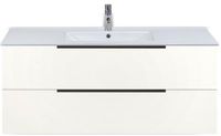 BES LED Seville Badmeubelset 120 cm - 2 Laden Wit Hoogglans Edge Greep - Wastafel Enjoy Enkel