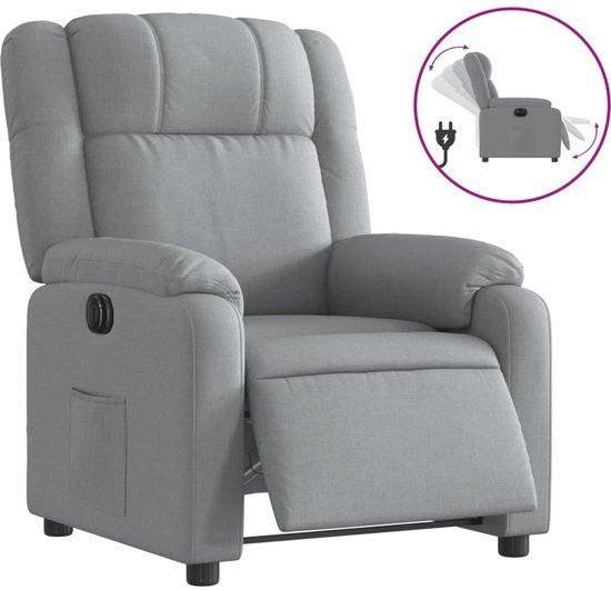 vidaXL Fauteuil elektrisch verstelbaar stof lichtgrijs