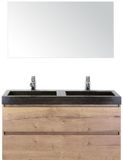 BES LED Maxx XL Badmeubelset 120 cm - Natuur Eiken - Wastafel Lucca Dubbel 2 Kraangaten met Spiegel