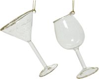 Decoris Kerstboom hangers set van 2x stuks transparante drank glazen 10 x 6 cm - Kerstversieringen ornamenten van kunststof
