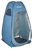 VEVOR Pop-up douchetent, instant opklapbare privacytent voor omkleedruimte, met grondpennen, touwen en draagtas. Gemaakt van 190T polyester met zilveren coating, snelle opstelling, geschikt voor kamperen, strand, vissen. Kleur: blauw