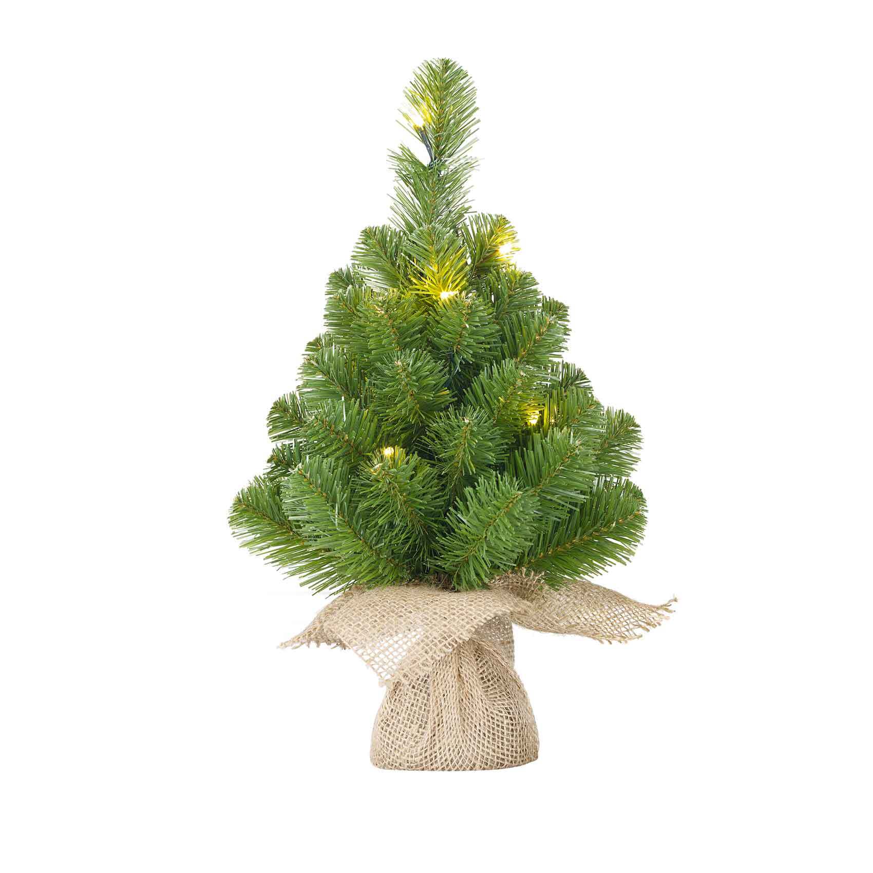 Blackbox norton kerstboom met led met jute groen 10 lampjes met warmwit led maat in cm: 45 x 20