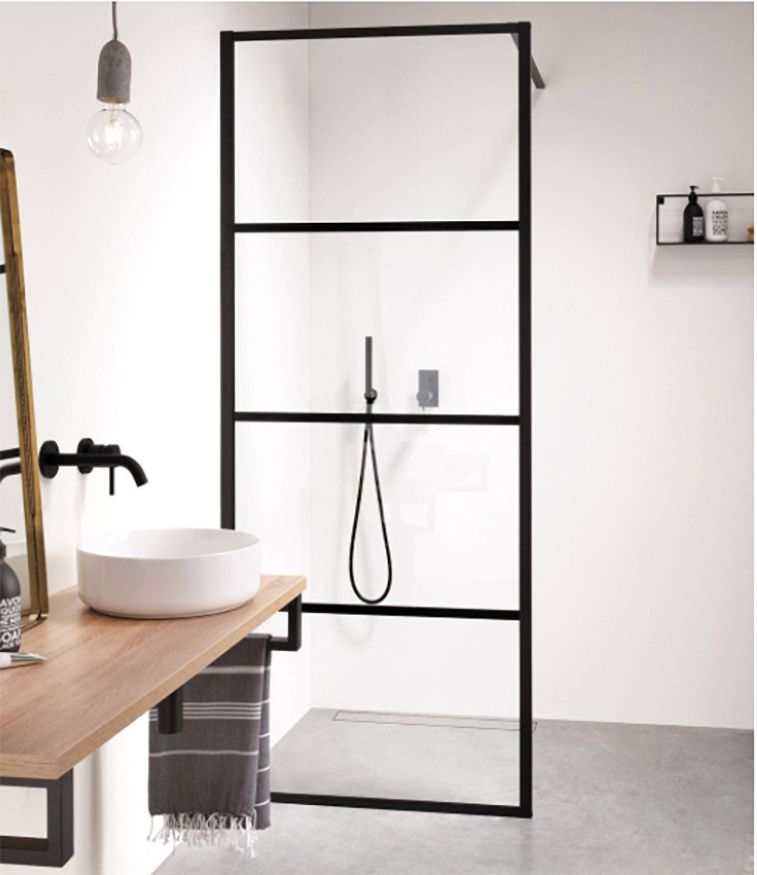 Badkamerplanet Inloopdouche Mat Zwart Raster 100x200 cm