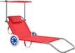 Prolenta Maison Exclusive - Opvouwbare ligbed met zonnescherm en wielen, staal, rood