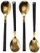 HOME DECO FACTORY Dessertlepels - Zwart/Goud - RVS - 4 stuks