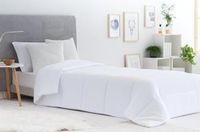 Todocama Dekbed van vezels, 3003, mijtdicht, herfst-winter, 300 g/m², wit (alle maten verkrijgbaar) (bed 105/120-180 x 220 cm)