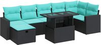 vidaXL 8-delige Loungeset met kussens, polyrattan, acacia, grijs