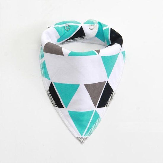 JillyBee Bandana Slab - Driehoek - Groen Grijs Wit Zwart - Katoen - Jongens - 3 maanden - 1 stuk
