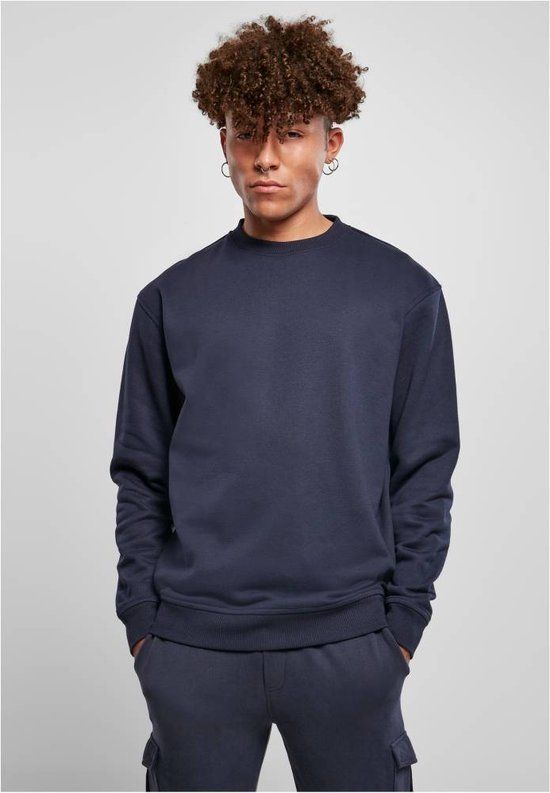 Urban Classics Basic Crewneck Sweater - Men - Blue - Size L