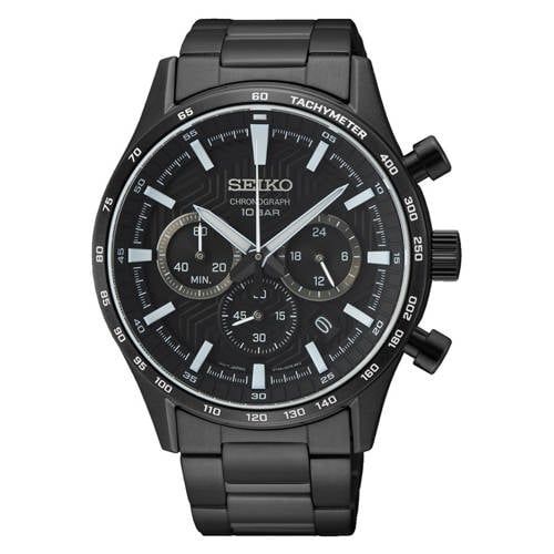 Seiko SSB415P1 Heren Horloge Zwart Zwart Saffierglas 43 mm