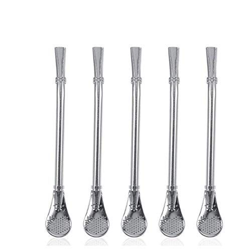 Yosoo 5 Stks Yerba Mate Drinkrietje RVS Thee Gourd Bombilla Rietjes Gefilterde Lepel