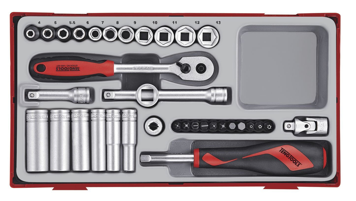 Teng Tools Tt1435 35 delige Socket Set 4-13mm - 1.4in vierkante aandrijving