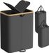 SONGMICS Panier à linge avec 2 compartiments - Noir-Beige - Tissu - 150L - 38,5x52x75cm