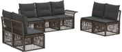 vidaXL - Banc de jardin - Set - 7 - pièces - Gris - poly - rotin