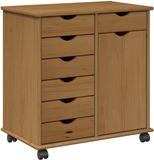 vidaXL Rollende kast 63,5 x 39 x 65,5 cm Massief vurenhout