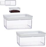 Gondol Bac de stockage en plastique - Lot de 2 pièces - transparent - avec couvercle - 1,1 litre