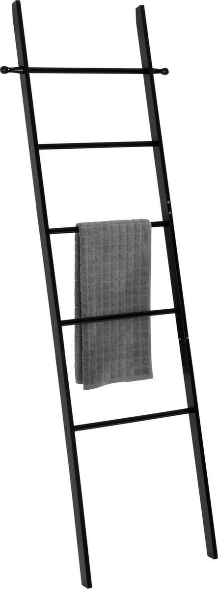 WENKO Handdoek Ladder zwart bamboe / handdoek rek / handdoek houder / decoratie ladder