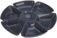 Excellent Houseware Hapjes / chips serveerschaal - donkergrijs - D29 cm - vakjes dienblad - kunststof