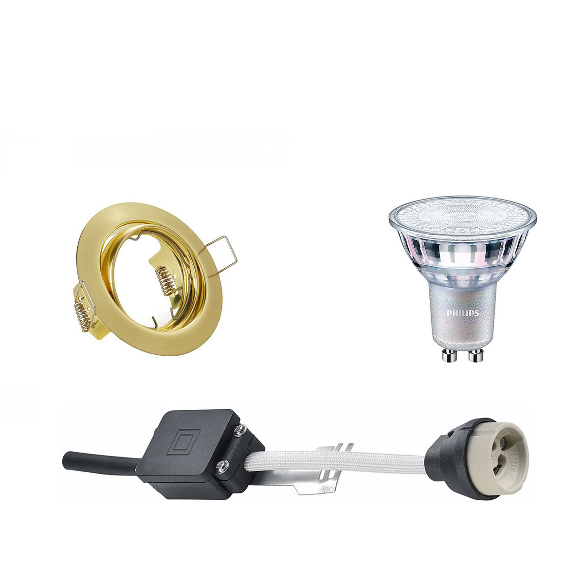 BES LED LED Spot Set - GU10 Fitting - Inbouw Rond - Mat Goud - Kantelbaar Ø83mm - Philips - MASTER 927 36D VLE - 3.7W - Warm Wit 2200K-2700K - DimTone Dimbaar