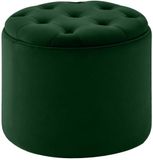 CLP Pantin - Ronde Poef met Opbergruimte - Chesterfield - Velvet - groen