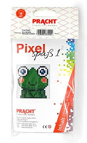 Pracht Creatives Hobby Pixel P90026-00505 Leuke knutselset kikker voor kinderen, kleine pixelafbeelding op bodemplaat, eenvoudig insteeksysteem met steentjes van bioplastic, zonder strijken en lijmen