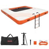 VEVOR Inflatables Ponton flottant, 3,05x3,05 m Ponton flottant, Tapis d'air aquatique antidérapant avec sac de transport portable et échelle détachable, Île de plateforme aquatique flottante pour piscine plage mer