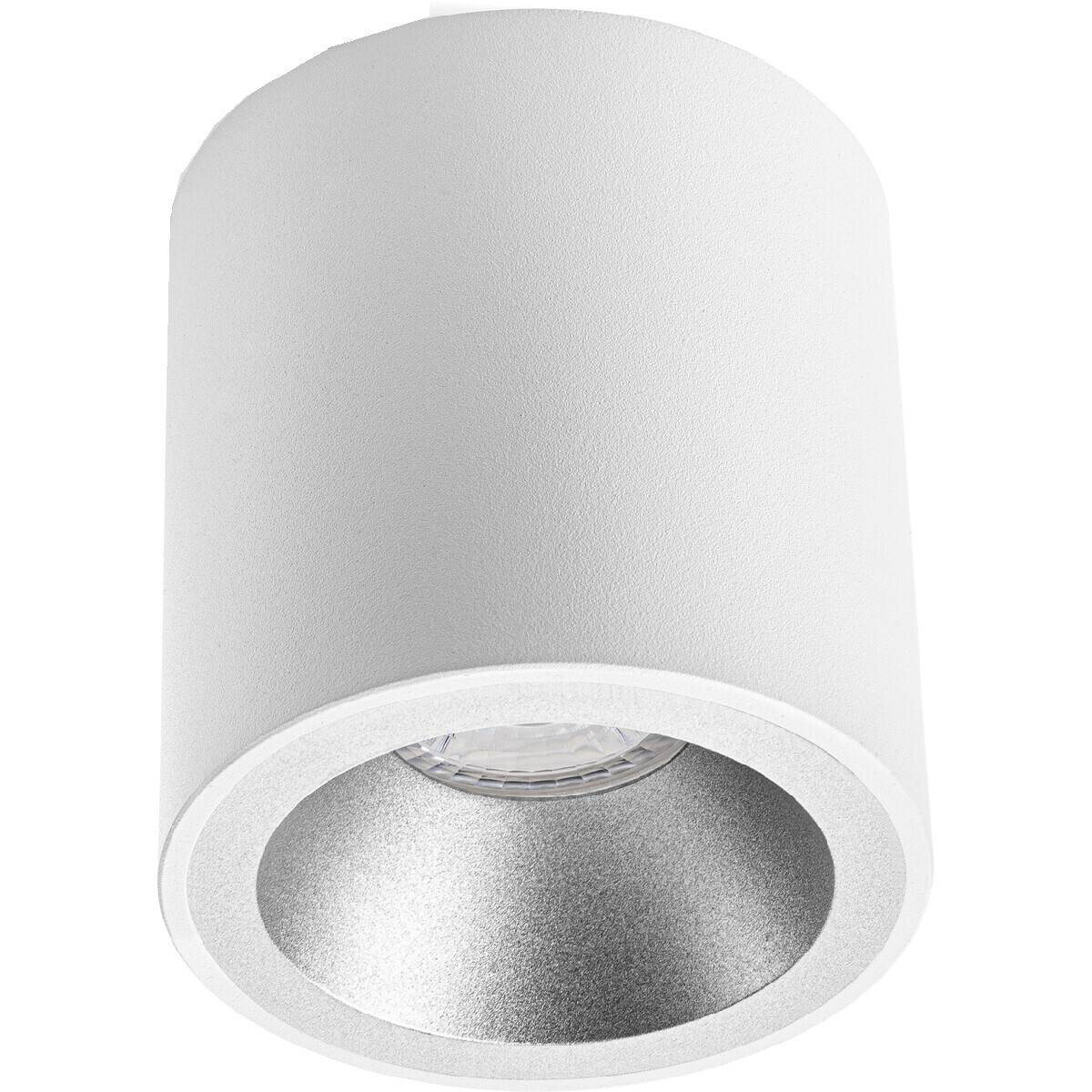 BES LED Opbouwspot GU10 - Pragmi Cliron Pro - Opbouw Rond - Mat Wit/Zilver - Aluminium - Verdiept - Ã˜90mm