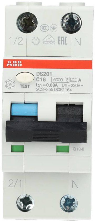 ABB Stroomschakelaar DS201 C16 A30 - RCBO 2CSR255180R1164