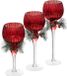 ATMOSPHERA CREATEUR D'INTERIEUR Glazen kaarsenhouder met feesttak, 3 stuks