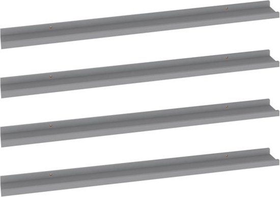 VidaXL Wandschappen MDF Grijs 100x9x3 cm (4 stuks)