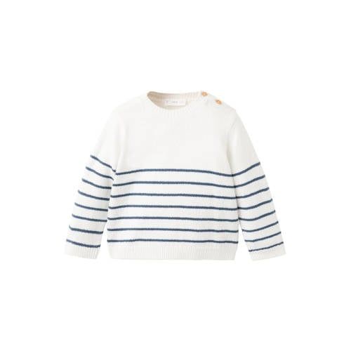 Mango Kids Gebreide pullover met strepen wit donkerblauw